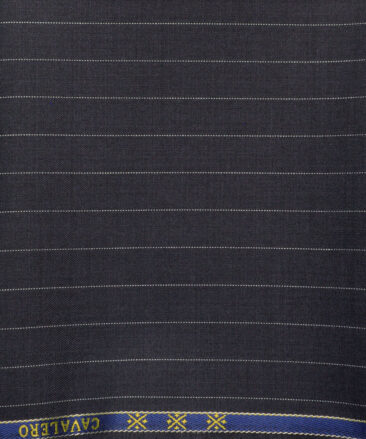 Cavalero Men's 50% Wool Super 120's Striped  Unstitched Trouser Fabric (Blackish Grey)