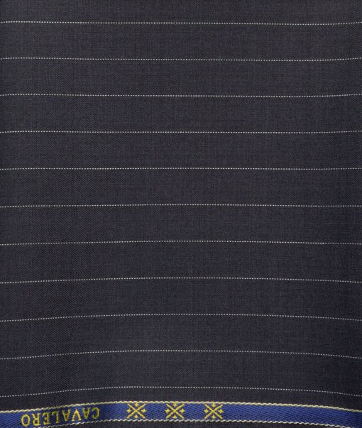 Cavalero Men's 50% Wool Super 120's Striped  Unstitched Trouser Fabric (Blackish Grey)