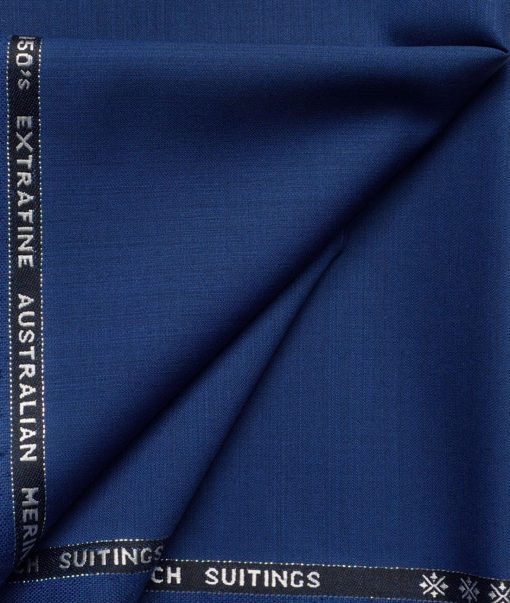 Cavalero Men's 50% Wool Super 120's Solids  Unstitched Trouser Fabric (Royal Blue)