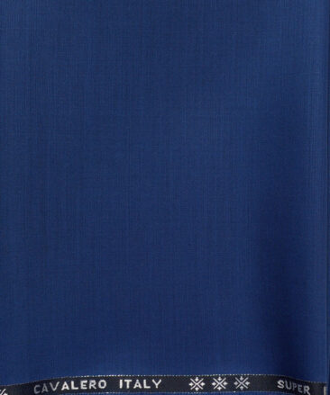 Cavalero Men's 50% Wool Super 120's Solids  Unstitched Trouser Fabric (Royal Blue)