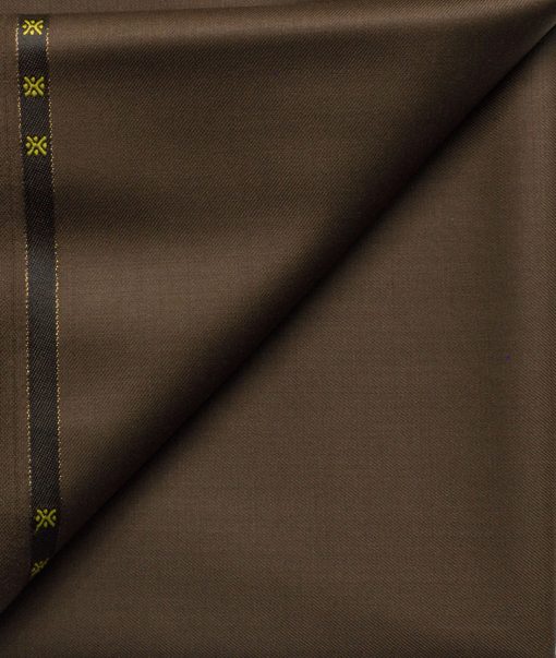 Cavalero Men's 50% Wool Super 120's Solids  Unstitched Trouser Fabric (Dark Brown)