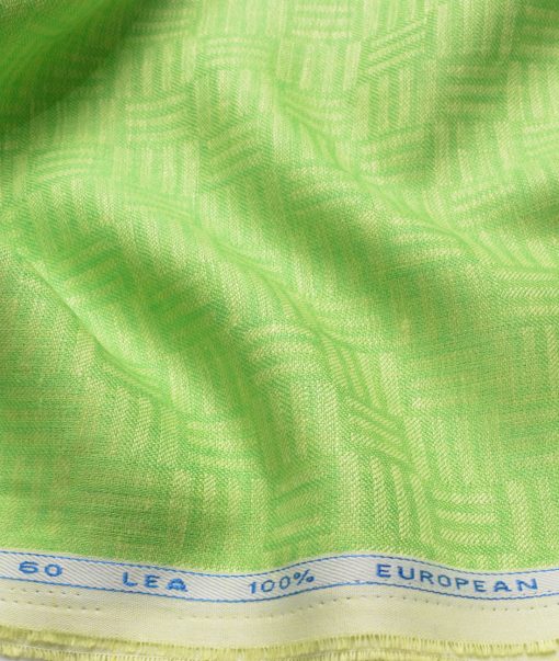 J.Hampstead Men's 100% Linen 60 LEA Self Design  Unstitched Shirt Fabric (Lime Green)