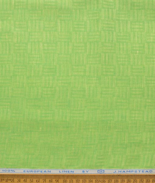 J.Hampstead Men's 100% Linen 60 LEA Self Design  Unstitched Shirt Fabric (Lime Green) - Image 3