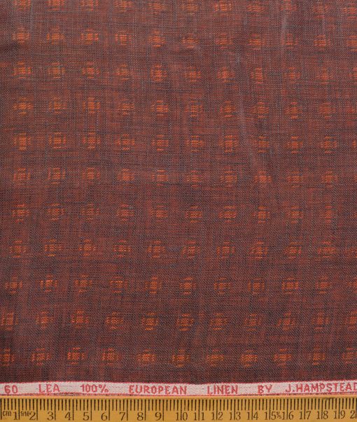 J.Hampstead Men's 100% Linen 60 LEA Self Design  Unstitched Shirt Fabric (Tiger Orange & Brown Reversible) - Image 3