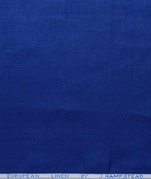 J.Hampstead Men's 100% Linen 60 LEA Solids  Unstitched Shirt Fabric (Dark Royal Blue) - Image 2