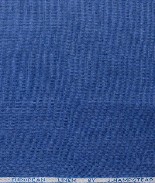 J.Hampstead Men's 100% Linen 60 LEA Solids  Unstitched Shirt Fabric (Aegean Blue) - Image 2