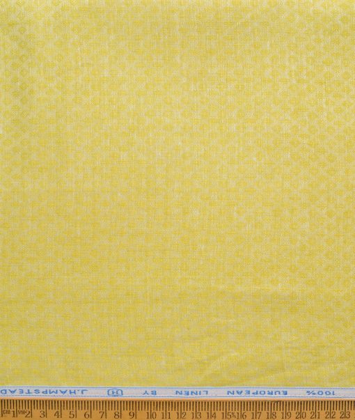 J.Hampstead Men's 100% Linen 60 LEA Self Design  Unstitched Shirt Fabric (Yellow) - Image 2