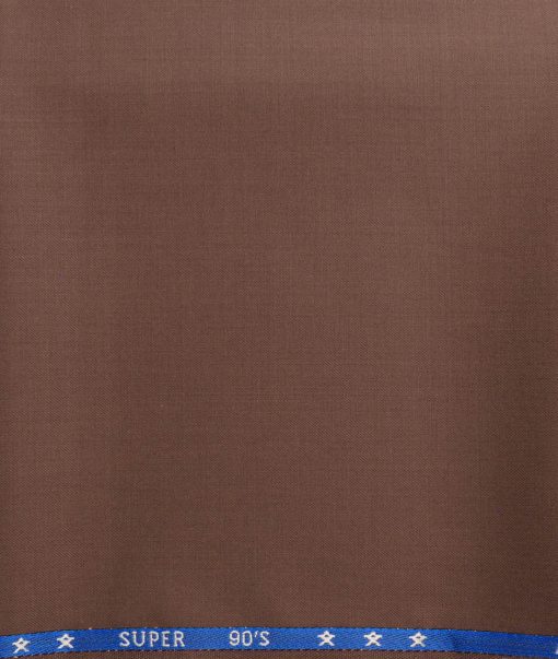 J.Hampstead Men's 30% Wool Super 90's Solids  Unstitched Trouser Fabric (Copper Brown) - Image 2