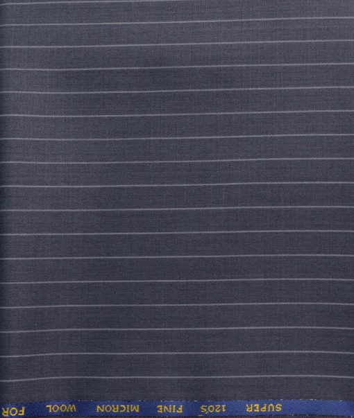 J.Hampstead Men's 30% Wool Super 120's Striped  Unstitched Trouser Fabric (Pewter Grey) - Image 2