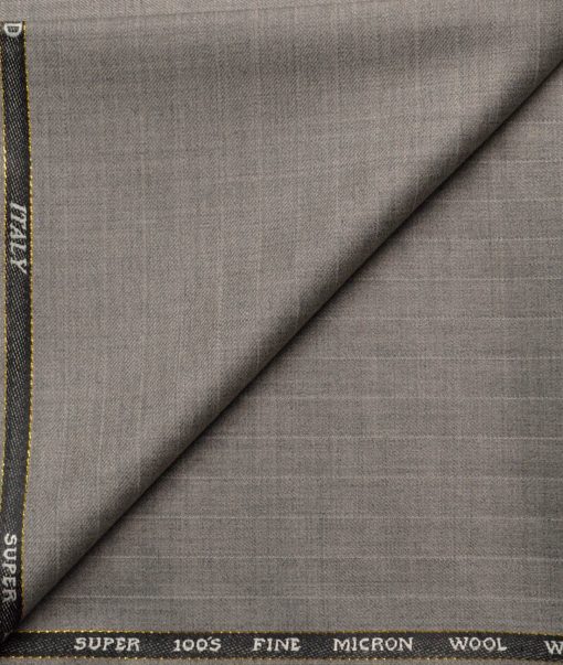 J.Hampstead Men's 30% Wool Super 100's Striped  Unstitched Trouser Fabric (Light Worsted Grey)