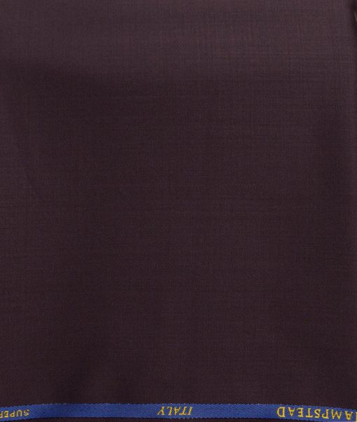 J.Hampstead Men's 30% Wool Super 100's Solids  Unstitched Trouser Fabric (Dark Wine) - Image 2