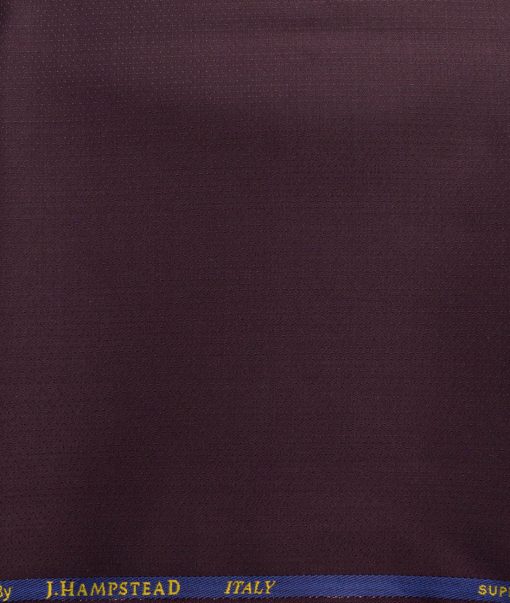 J.Hampstead Men's 30% Wool Super 120's Structured  Unstitched Trouser Fabric (Dark Wine) - Image 2