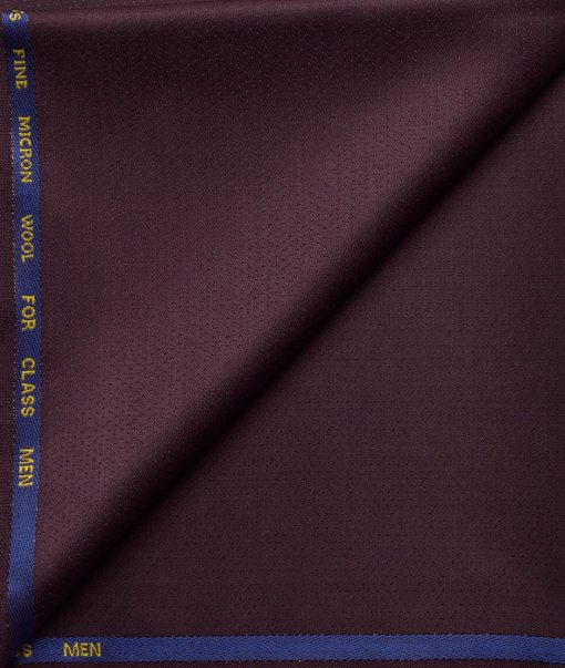 J.Hampstead Men's 30% Wool Super 120's Structured  Unstitched Trouser Fabric (Dark Wine)