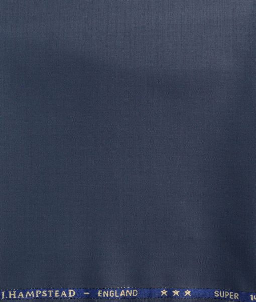 J.Hampstead Men's 50% Wool Super 140's Solids  Unstitched Trouser Fabric (Aegean Blue)