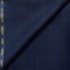 J.Hampstead Men's 50% Wool Super 140's Checks  Unstitched Trouser Fabric (Dark Royal Blue)