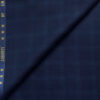 J.Hampstead Men's 50% Wool Super 140's Checks  Unstitched Trouser Fabric (Dark Royal Blue)