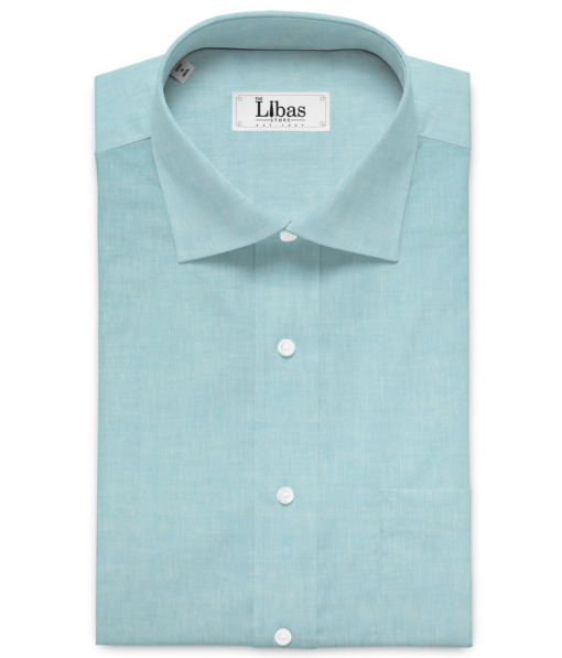 Burgoyne Men's 100% Irish Linen 60 LEA Solids  Unstitched Shirting Fabric (Arctic Blue)