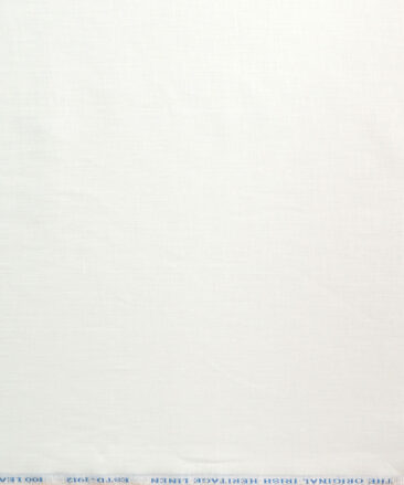 Burgoyne Men's 100% Irish Linen 100 LEA Solids  Unstitched Shirting Fabric (White)