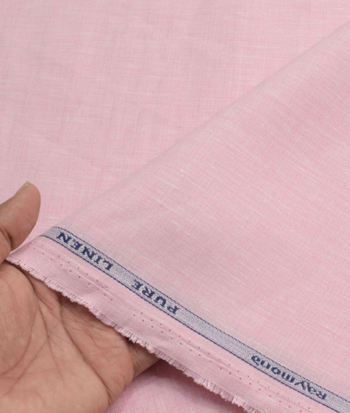 Raymond Men's 100% Pure Linen 60 LEA Solids  Unstitched Shirting Fabric (Pink)