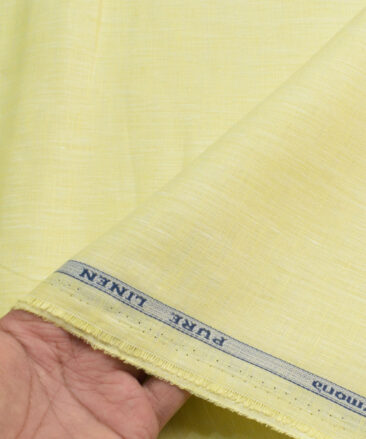 Raymond Men's 100% Pure Linen 60 LEA Solids  Unstitched Shirting Fabric (Yellow)