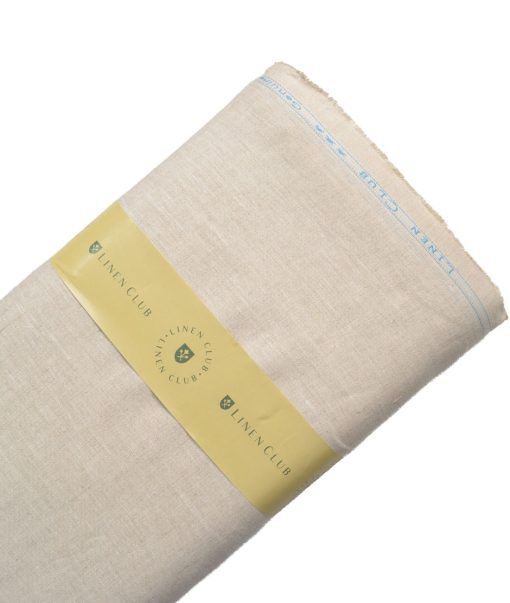 Linen Club Men's 100% Linen 30 LEA Solids  Unstitched Suiting Fabric (Natural Beige)