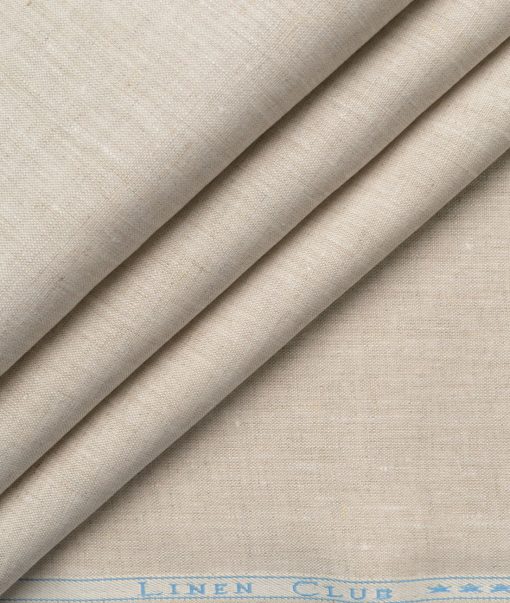 Linen Club Men's 100% Linen 30 LEA Solids  Unstitched Suiting Fabric (Natural Beige)