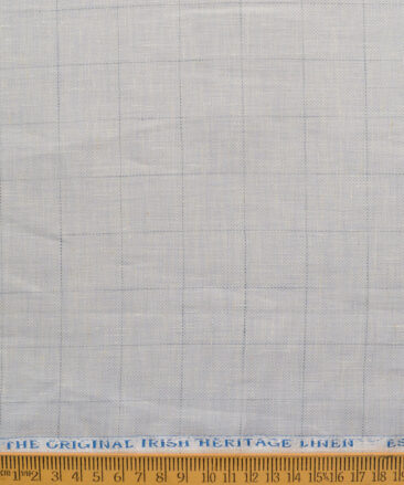 Burgoyne Men's 100% Linen 30 LEA Checks  Unstitched Suiting Fabric (Light Grey)