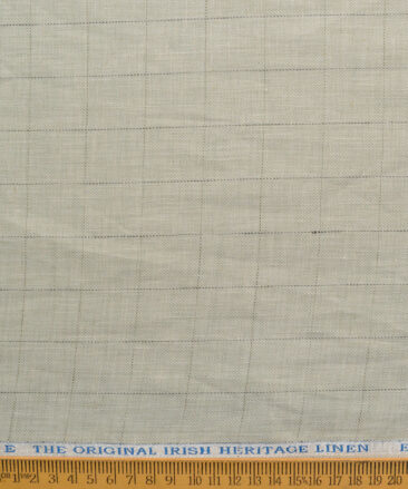 Burgoyne Men's 100% Linen 30 LEA Checks  Unstitched Suiting Fabric (Olive Green)