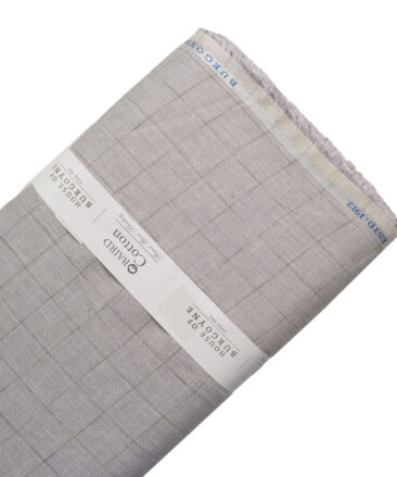 Burgoyne Men's 100% Linen 30 LEA Checks  Unstitched Suiting Fabric (Grey)