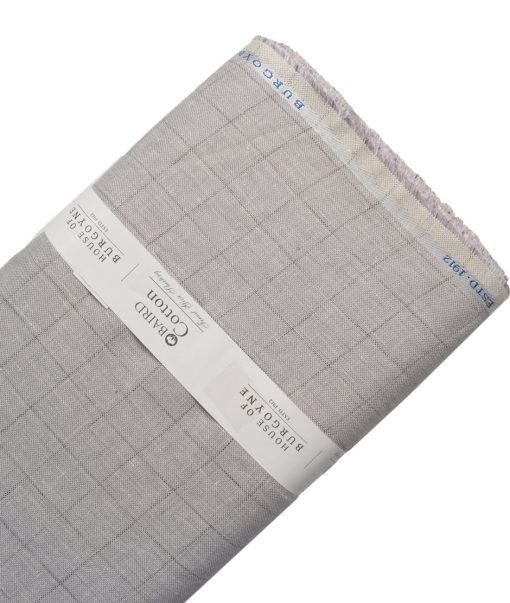 Burgoyne Men's 100% Linen 30 LEA Checks  Unstitched Suiting Fabric (Grey)