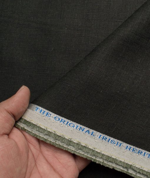 Burgoyne Men's 100% Linen 30 LEA Solids  Unstitched Suiting Fabric (Dark Green)