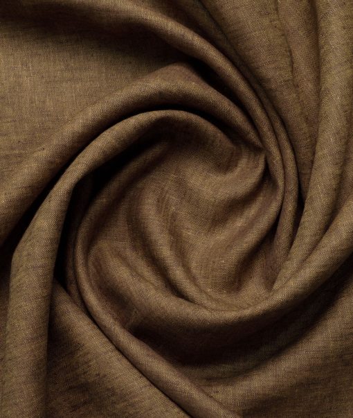 Solino Men's 100% Linen 30 LEA Solids  Unstitched Suiting Fabric (Brown)