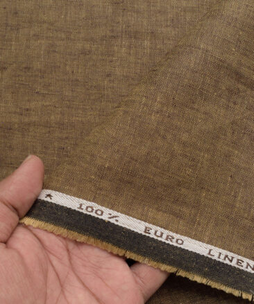 Solino Men's 100% Linen 30 LEA Solids  Unstitched Suiting Fabric (Brown)