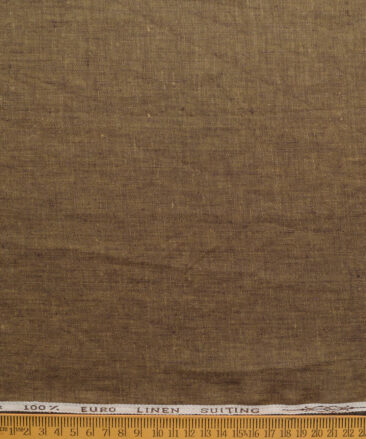 Solino Men's 100% Linen 30 LEA Solids  Unstitched Suiting Fabric (Brown)