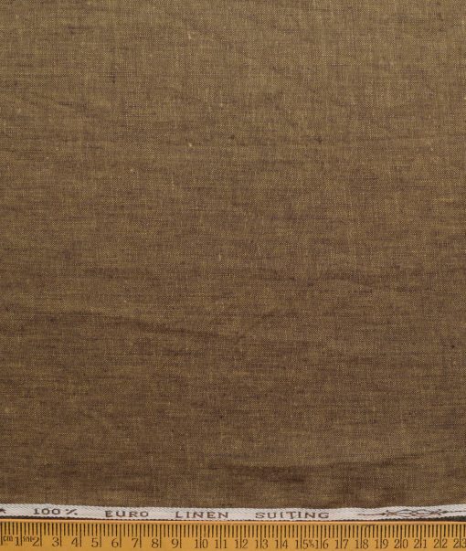 Solino Men's 100% Linen 30 LEA Solids  Unstitched Suiting Fabric (Brown)