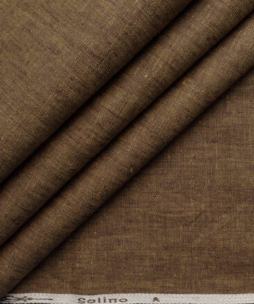 Solino Men's 100% Linen 30 LEA Solids  Unstitched Suiting Fabric (Brown)