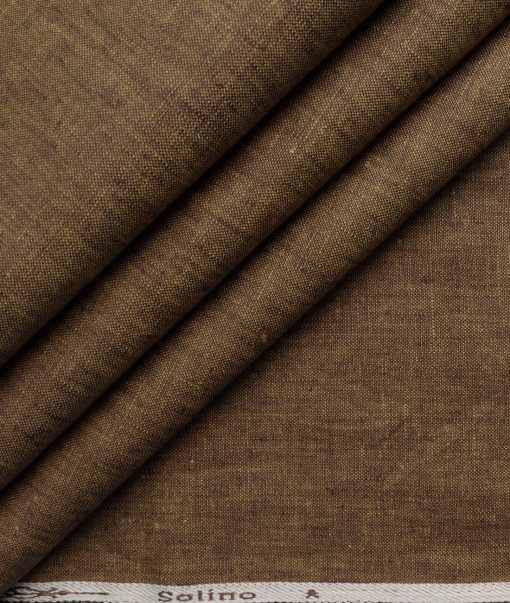 Solino Men's 100% Linen 30 LEA Solids  Unstitched Suiting Fabric (Brown)