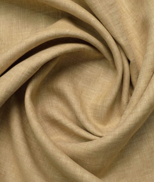 Solino Men's 100% Linen 30 LEA Solids  Unstitched Suiting Fabric (Light Brown)