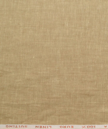 Solino Men's 100% Linen 30 LEA Solids  Unstitched Suiting Fabric (Light Brown)