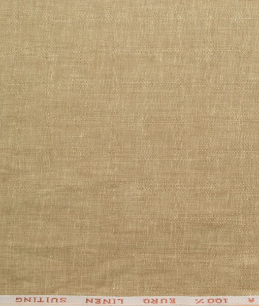 Solino Men's 100% Linen 30 LEA Solids  Unstitched Suiting Fabric (Light Brown)