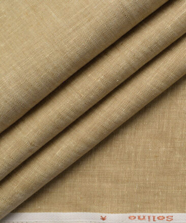 Solino Men's 100% Linen 30 LEA Solids  Unstitched Suiting Fabric (Light Brown)