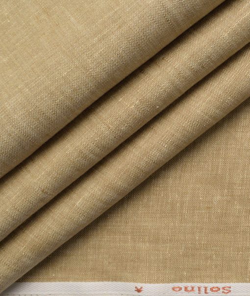 Solino Men's 100% Linen 30 LEA Solids  Unstitched Suiting Fabric (Light Brown)