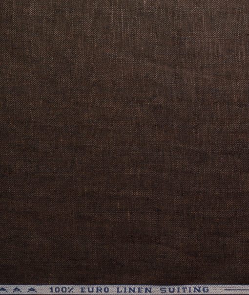 Solino Men's 100% Linen 30 LEA Solids  Unstitched Suiting Fabric (Dark Chocolate Brown)