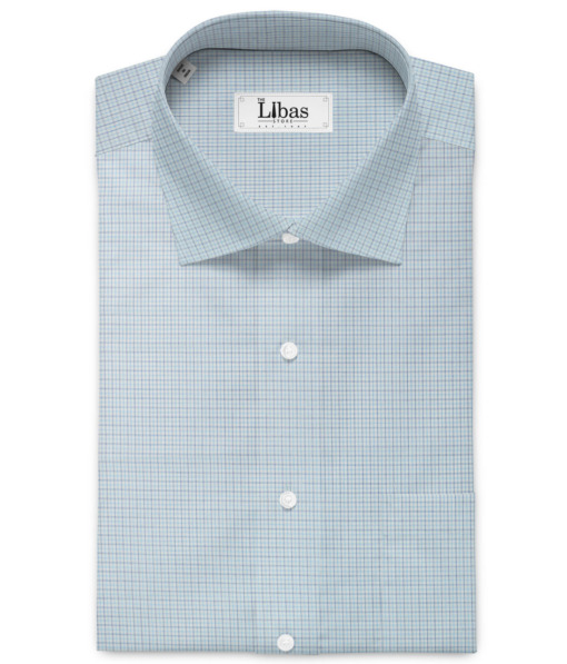 Raymond Men's 100% Cotton Striped  Unstitched Shirting Fabric (White & Firozi Blue) - Image 2