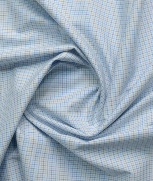 Raymond Men's 100% Cotton Striped  Unstitched Shirting Fabric (White & Firozi Blue) - Image 4