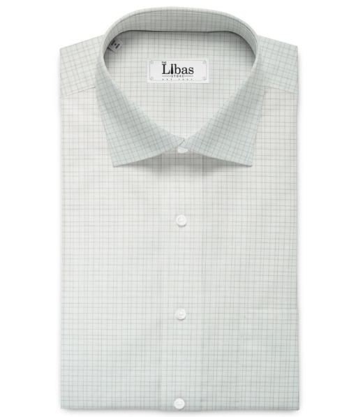 Raymond Men's 100% Cotton Checks  Unstitched Shirting Fabric (White & Brown) - Image 2