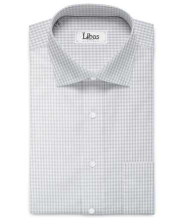 Cadini Men's Bamboo Checks  Unstitched Wrinkle Free Shirting Fabric (White & Grey)