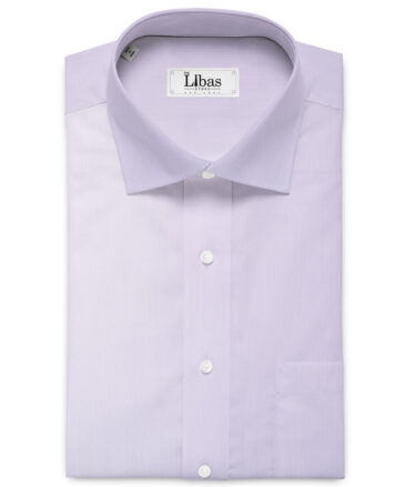 Cotton Fusion Men's Poly Cotton Striped  Unstitched Wrinkle Free Shirting Fabric (Light Purple)