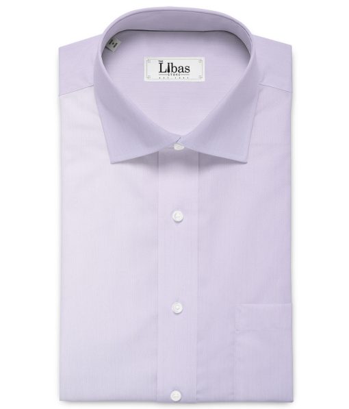 Cotton Fusion Men's Poly Cotton Striped  Unstitched Wrinkle Free Shirting Fabric (Light Purple)