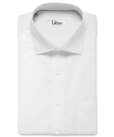 Cotton Fusion Men's Poly Cotton Striped  Unstitched Wrinkle Free Shirting Fabric (White)